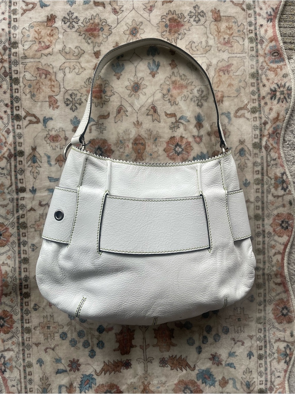 Anya Hindmarch White Leather Y2K Shoulder Bag with Oversized Buckle - Picture 3 of 12